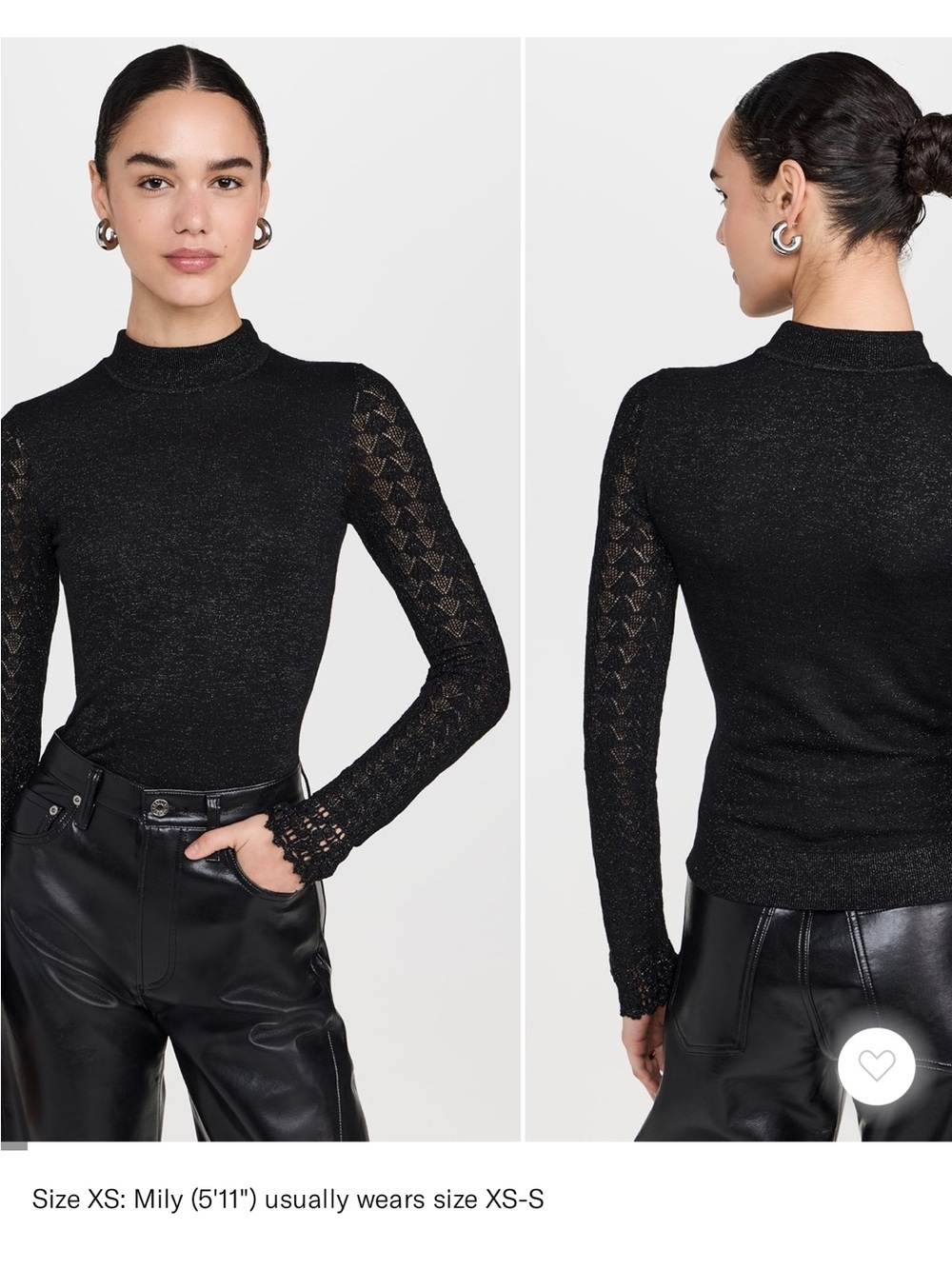 NWOT  Paige Stephanie Metallic Knit Top Size Medium In Black Sparkle $229 Retail